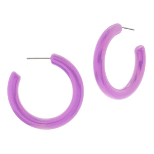 Iridescent Lavender Tubular Hoop Earrings