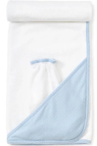 Blue/ White New Kissy Dots Hooded Towel & Mitt Set