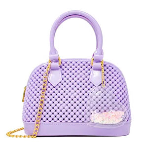 Jelly Bead Bowling Bag Purse in Purple