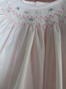 Light Pink Smocked Dress with Multi Color Flowers