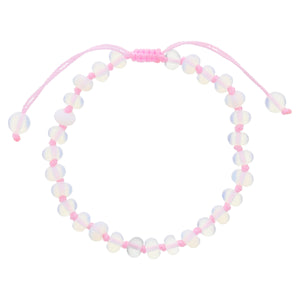 Kids Light Pink Knotted Thread and Opalite Beaded Bracelet