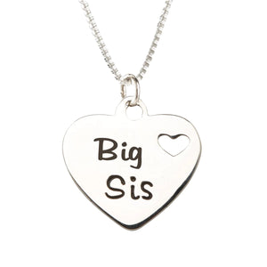 Sterling Silver Big Sis Heart Necklace for Big Sisters