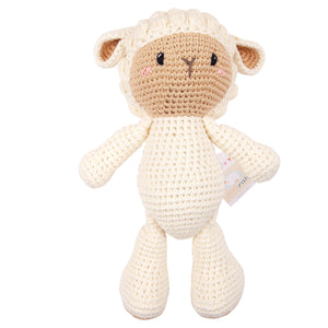 Paty Pals 13″ Medium Size Crocheted Lamb w/ Pinstripe Dress