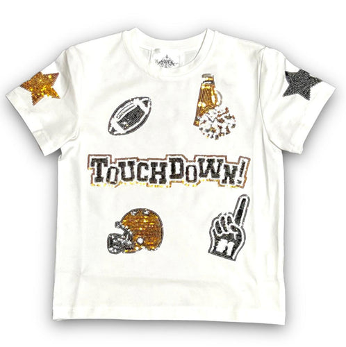 Black and Gold Football Collage Sequin Shirt