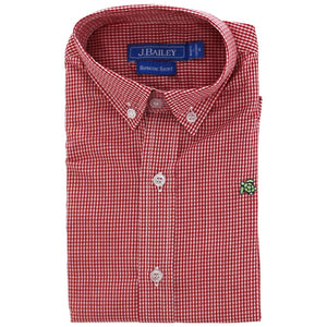 Button Down,Red Microcheck