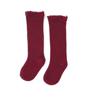 Crimson Lace Top Knee High Socks 4-6yr