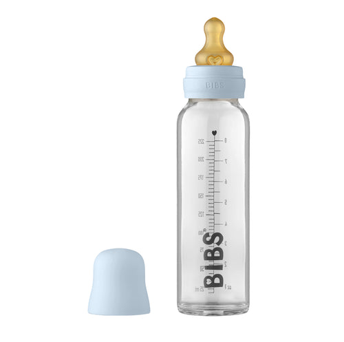 Baby Glass Bottle Complete Set 225ml Baby Blue