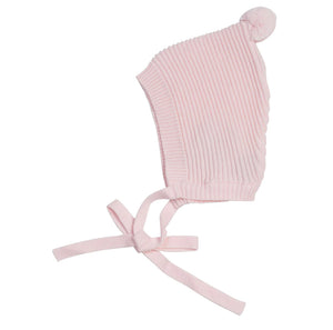 Pink Rib Knit Bonnet w/ Pompom