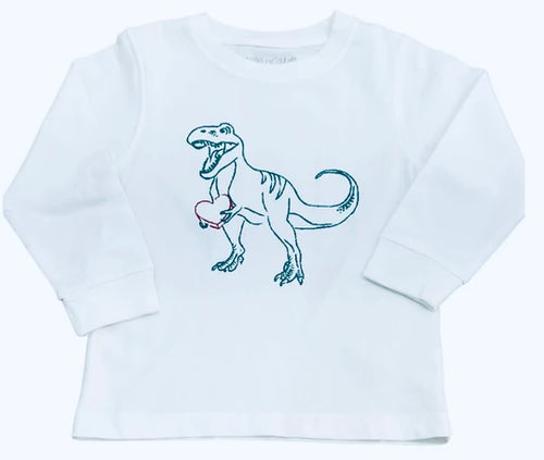 LS WHITE TREX WITH HEART T-SHIRT