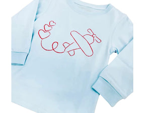 LS LIGHT BLUE AIRPLANE WITH HEARTS T-SHIRT