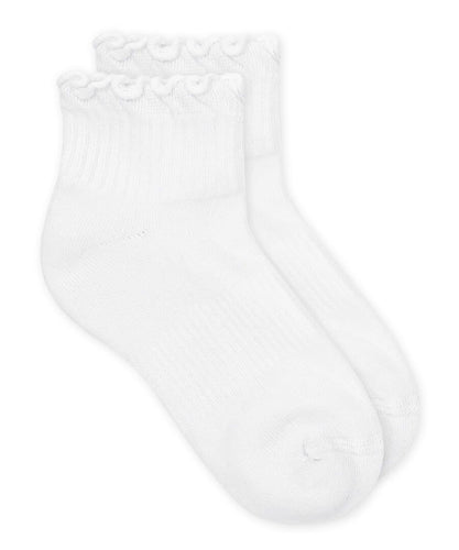 2821 Jefferies Socks Smooth Toe Ruffle Ripple Edge Sport Quarter Socks, 1 Pair