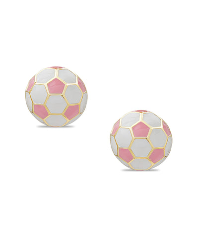 3D Soccer Ball Stud Earrings Pink