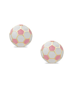 3D Soccer Ball Stud Earrings Pink