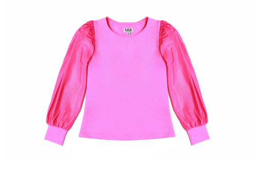 Hot Pink LS Metallic Sleeve Top