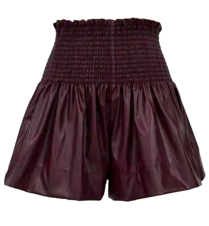 Kids Maroon Leather Swing Shorts