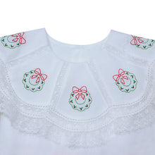 White Lucille Christmas Weath Embroidery Dress