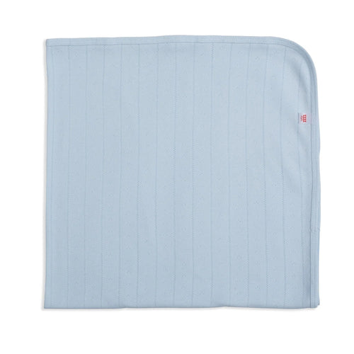 love lines blue organic cotton pointelle baby blanket