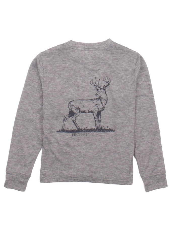 Boys Portland Pocket Tee LS Whitetail Light Heather Grey