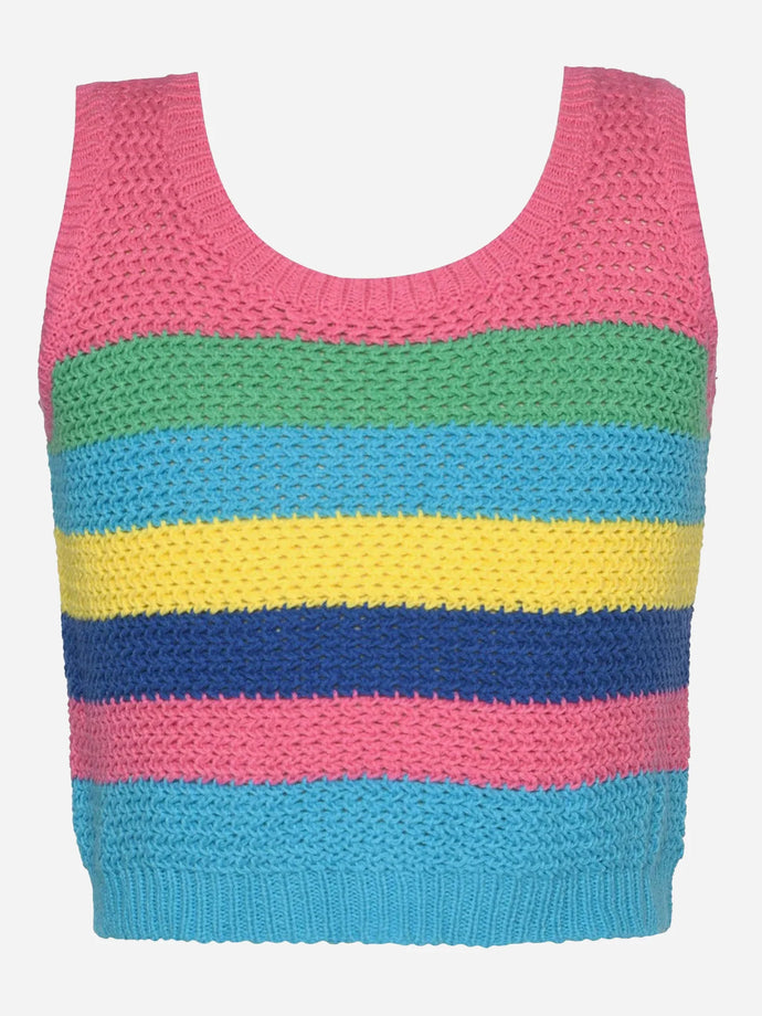 Girls' Striped Crochet Tank Top