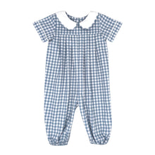 Precious Pleated Romper Stone Blue Check