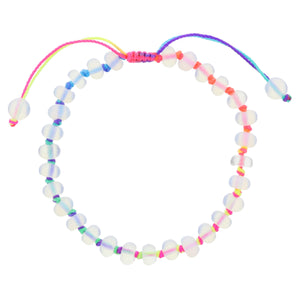 Kids Bright Multi Rainbow Knotted Thread and Opalite Beaded Bracelet