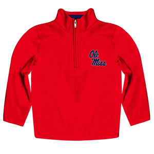 Ole Miss Rebels Solid Red Quarter Zip Pullover Sleeves