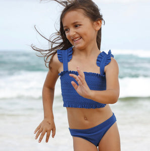 Girls Cove Blue Terry Smocked Bikini