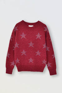 Girls Knit Star Sweater, Red