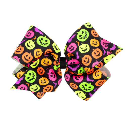 King Jack-O-Lantern Printed Grosgrain Hair Bow