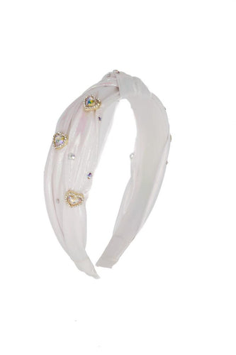 SHIMMER 3D HEART HEADBAND WHITE