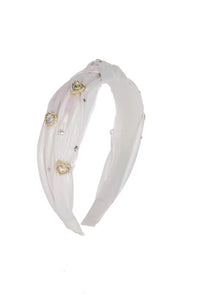 SHIMMER 3D HEART HEADBAND WHITE