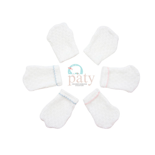 White/Pink Paty Knit Mittens #188