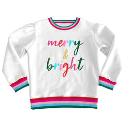 Holly White Sweatshirt Glitter Merry & Bright