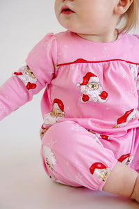 Long Sleeve Penny's Playsuit Dear Santa (Hamptons Hot Pink) with Richmond Red