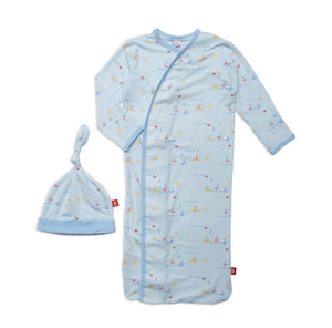 sail-ebrate good times modal magnetic cozy sleeper gown + hat set