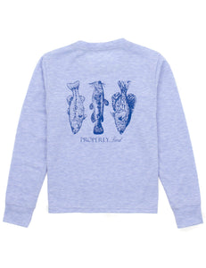 Boys Portland Pocket Tee LS Fisherman's Paradise Baby Blue Heather