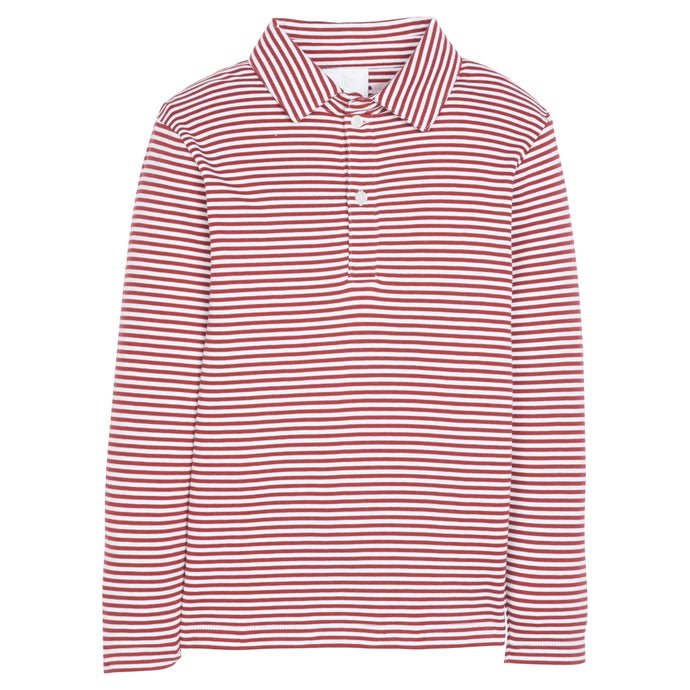 Long Sleeve Polo Maroon Stripe