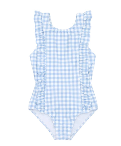 Oasis Blue Gingham Ruffle One Piece
