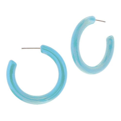 Iridescent Turquoise Tubular Hoop Earrings