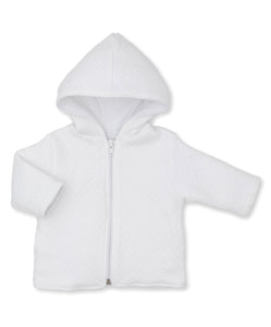 White Classic Jacquard Zipper Jacket