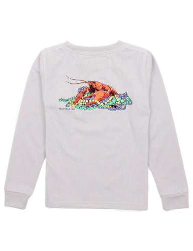 Boys Mardi Crawfish LS TShirt Ice Grey