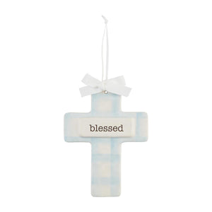 Blue Blessed Keepsake Cross