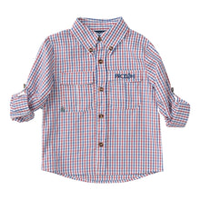 Red/Blue Check Flounders Kids Fishing Shirt