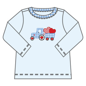 Tractor Full of Love Applique LS Tshirt