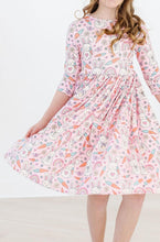 Springtime Bunnies 3/4 Sleeve Pocket Twirl Dress