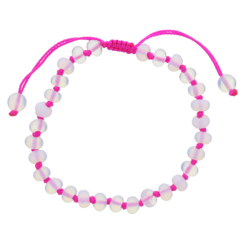 Kids Magenta Knotted Thread and Opalite Beaded Bracelet