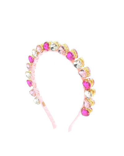 Multi Pink Standing Multi heart Jewel Back Headband