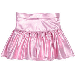 Slick Metallic Gathered Skort in Light Pink