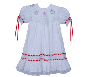 White Lucille Christmas Weath Embroidery Dress