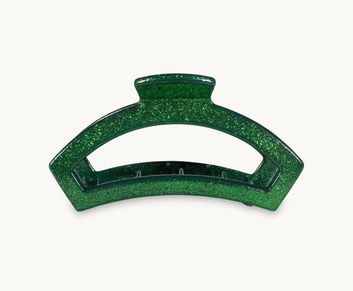Open Green Glitter Medium Hair Clip